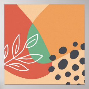 Boho Kunstwerk, Blumenstrauß Kunst, bunte Formen Poster