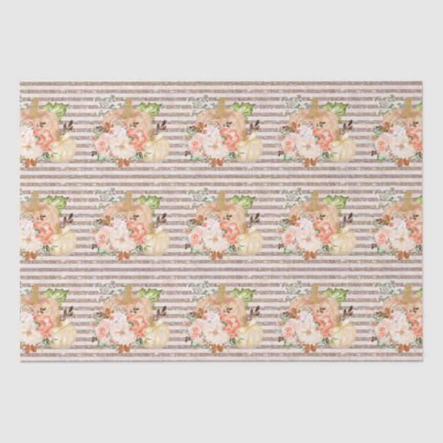 Boho Kürbis-Blume Glitzer-Linien Herbst Seidenpapier (Vorderseite)
