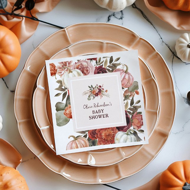 Boho-Kürbis-Blumen-Baby-Shower im Herbst Serviette (Von Creator hochgeladen)