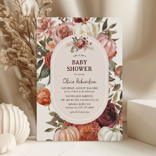 Boho-Kürbis-Blumen-Herbst-Baby-Party Einladung