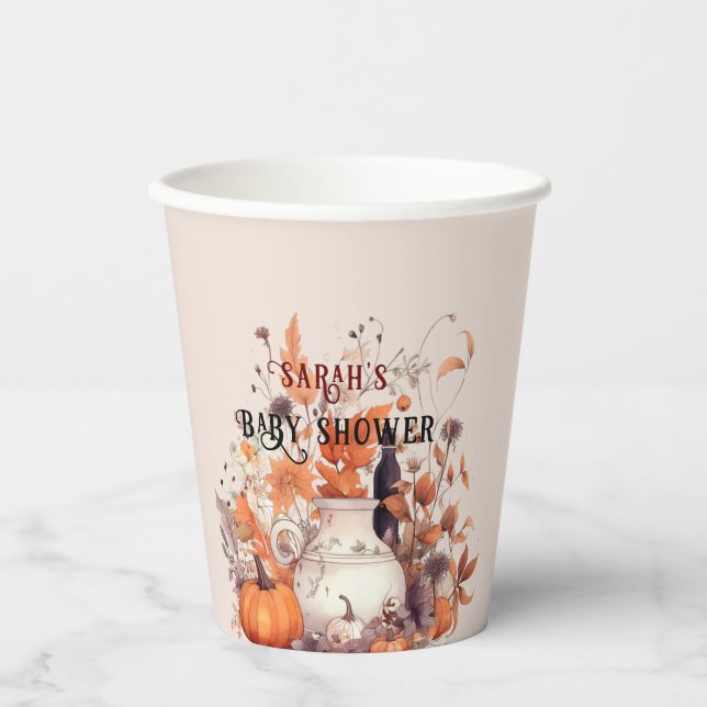 Boho Kürbis Fall Baby Dusche Pappbecher (Vorderseite)