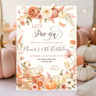 Boho-Kürbis-Herbst-Blumen-Teeparty-Geburtstag Einladung