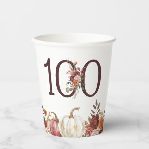 Boho-Kürbis-Herbstblüte 100. Geburtstag Pappbecher