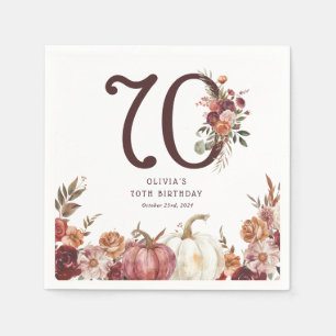 Boho-Kürbis-Herbstblüte 70. Geburtstag Serviette