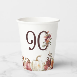 Boho-Kürbis-Herbstblüte 90. Geburtstag Pappbecher