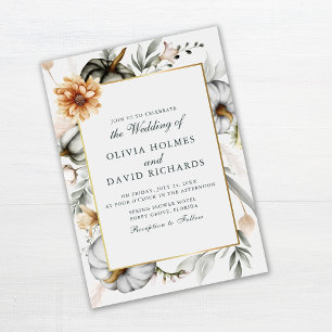 Boho-Kürbisse mit Wildblumen-Hochzeit Einladung