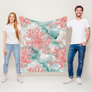 Boho-Küsten-Muster mit Muscheln Fleecedecke