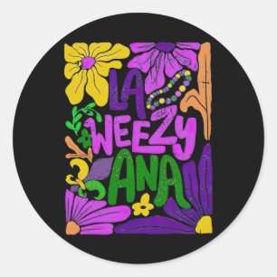 Boho La Weezy Ana Mardi Gras Coquette Bow Louisian Runder Aufkleber