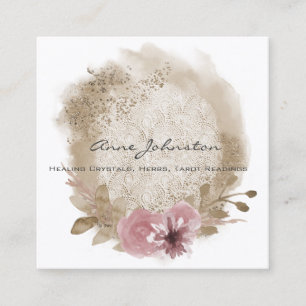 Boho Lace Floral Square Business Card Quadratische Visitenkarte