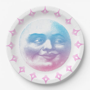 Boho lächelnder Mond Pappteller