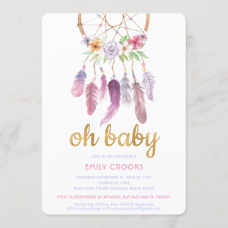 Boho laden schicke Traumfänger-Babyparty ein Einladung