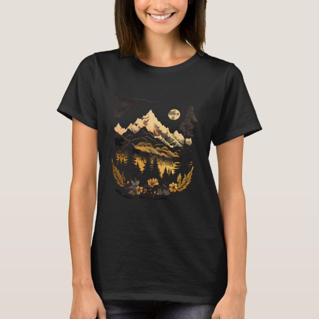 Boho Landscape Chic Mountain Nature Outdoor Pine T T-Shirt (Vorderseite)