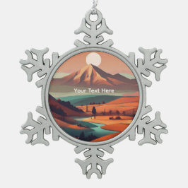 Boho landscape schneeflocken Zinn-Ornament