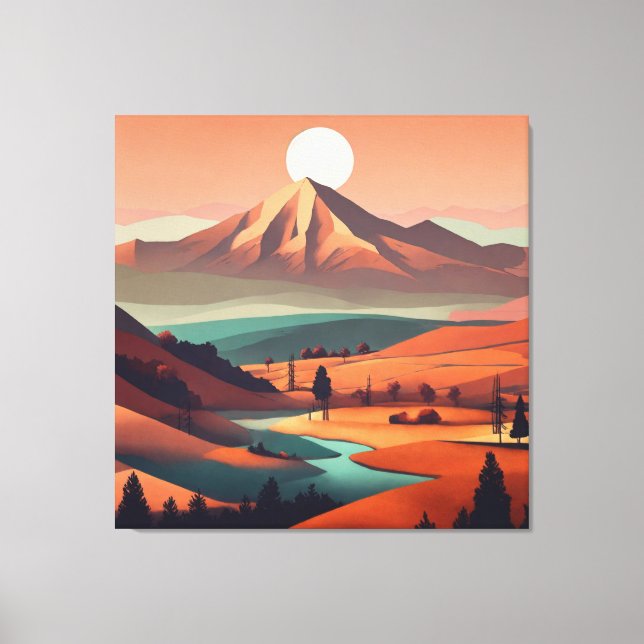 Boho landschaft - Stretchierte Canvas Print (Quad) Leinwanddruck (Vorderseite)