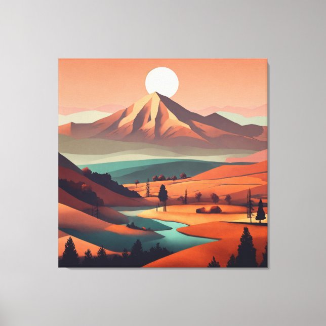 Boho landschaft - Stretchierte Canvas Print (Quad) Leinwanddruck (Vorderseite)