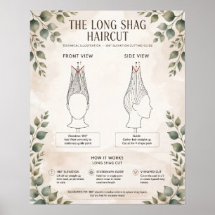 Boho-Langer-Shag-Haarschnitt-Diagramm-Poster - 180 Poster
