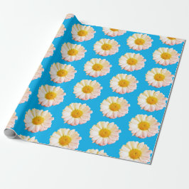 Boho Large Daisy Muster auf blauem Wrapping Paper Geschenkpapier