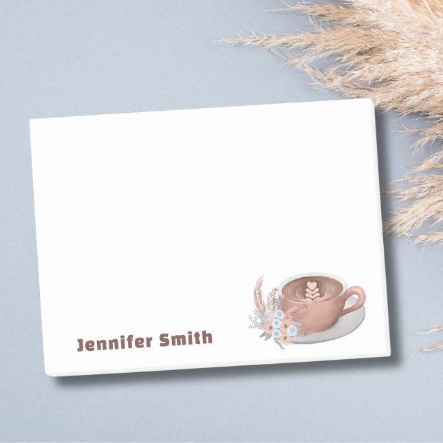 Boho Latte mit Personalisierten Blume Post-it Klebezettel (Von Creator hochgeladen)