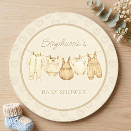 Boho Laundry Line Baby Shower Runder Pappuntersetzer