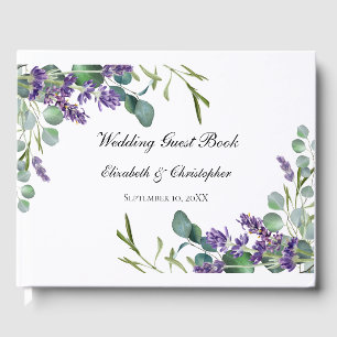 Boho-Lavendel-Eukalyptus-Grünzeug-Hochzeit Gästebuch