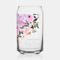 Boho-Lavendel-Rosa-Blumen-Aquarell-Baby-Party