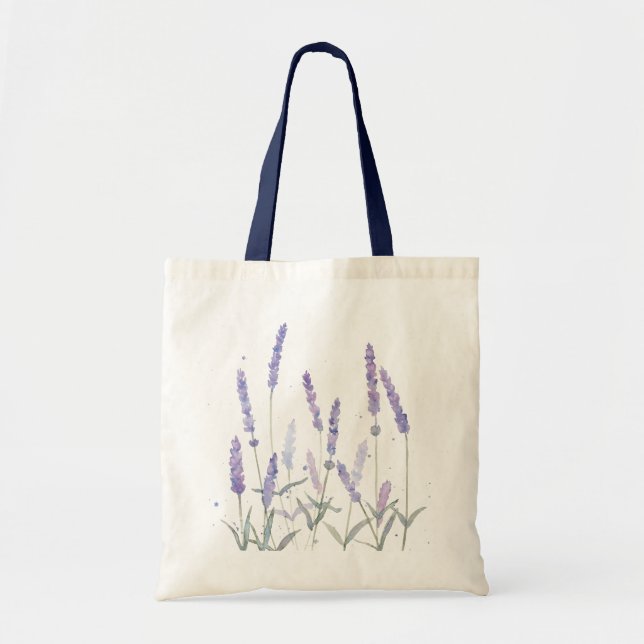 Boho Lavender Blume Botanische Wasserfarbe Tragetasche (Vorne)