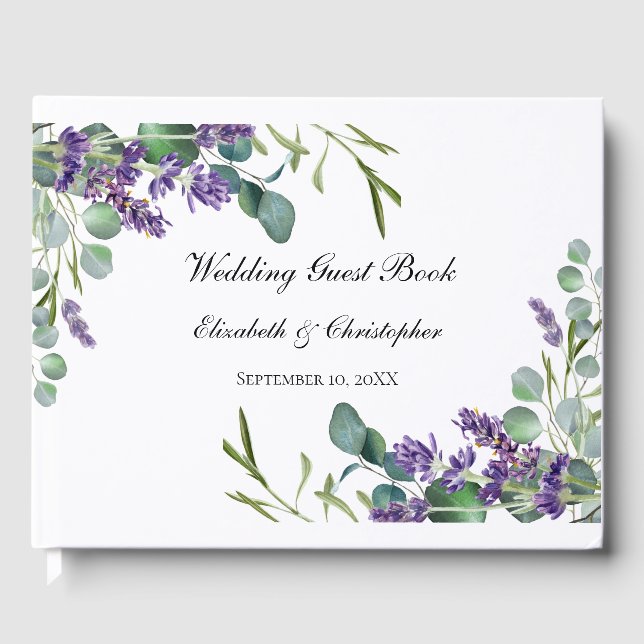 Boho Lavender Eucalyptus Greenery Wedding Gästebuch (Vorderseite)