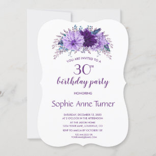 Boho Lavender Floral Plum Lila Geburtstagsparty Einladung
