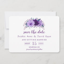 Boho Lavender Floral Plum Save the Date Lila