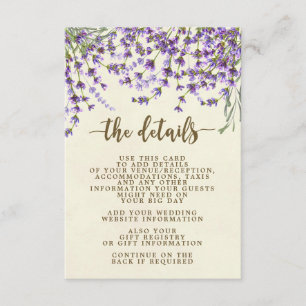 Boho lavender florale Hochzeitskarte Begleitkarte