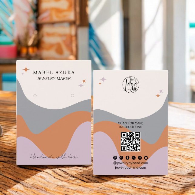 Boho lavender grau Schmuckmacher Qr Logo Ohrfeige (Boho lavender gray Jewelry maker Qr logo earring)