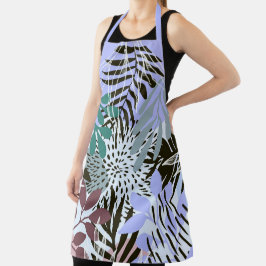 Boho Lavender, Grüne und Aquamarine Blätter Schürze