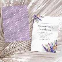 Boho Lavender Lilac Watercolor Wildblumen Hochzeit