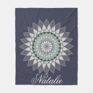 Boho Lavender Lotus Mandala Monogram Fleecedecke