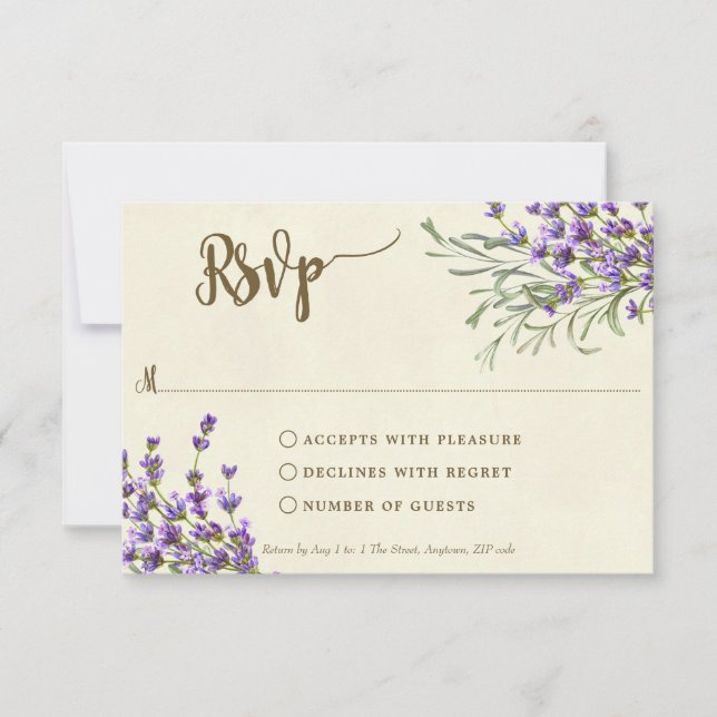 Boho lavender wedding Brautparty rsvp Karte (Vorderseite)