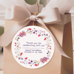 Boho Lavender Wildblumen Geschenkanhänger Runder Aufkleber