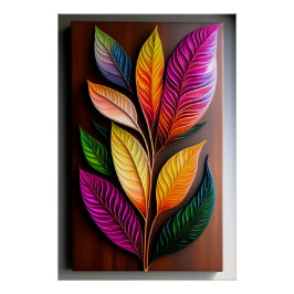 Boho Leaf Art: Abstrakte Wanddekoration Poster