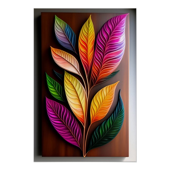 Boho Leaf Art: Abstrakte Wanddekoration Poster (Vorderseite)