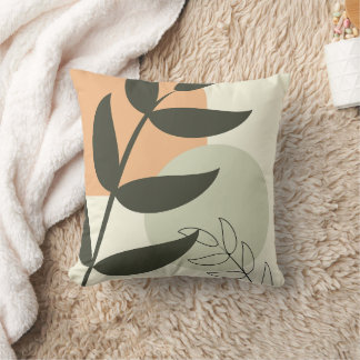 Boho Leaf Design Throw Pillow Kissen