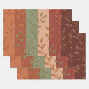 Boho Leaf Pattern Rustikale Wohngestaltung Geschenkpapier Set