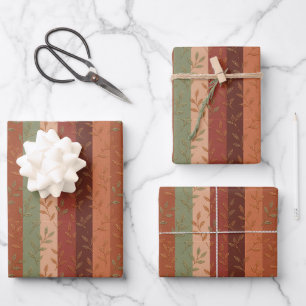 Boho Leaf Pattern Rustikale Wohngestaltung Geschenkpapier Set