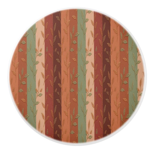 Boho Leaf Pattern Rustikale Wohngestaltung Keramikknauf (Vorderseite)