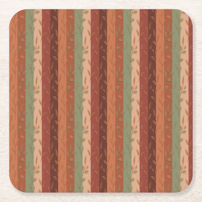 Boho Leaf Pattern Rustikale Wohngestaltung Rechteckiger Pappuntersetzer (Vorderseite)