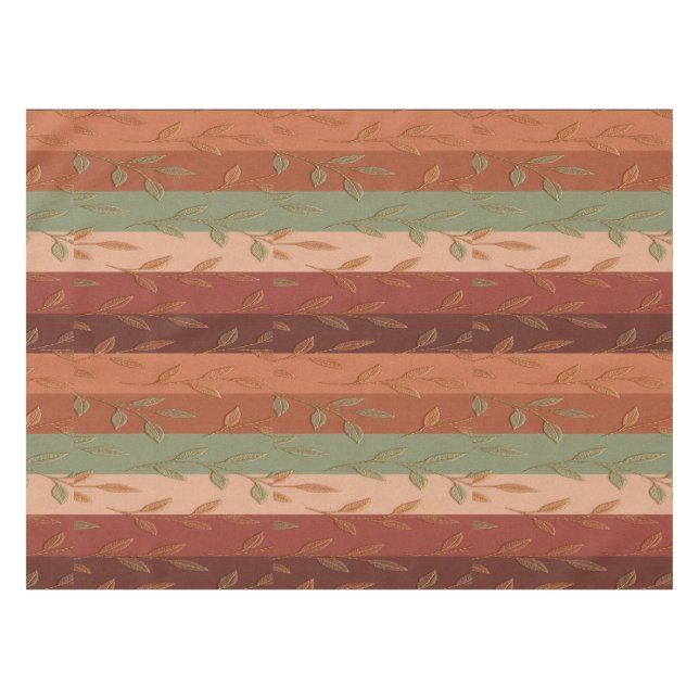 Boho Leaf Pattern Rustikale Wohngestaltung Tischdecke (Vorderseite (Horizontal))