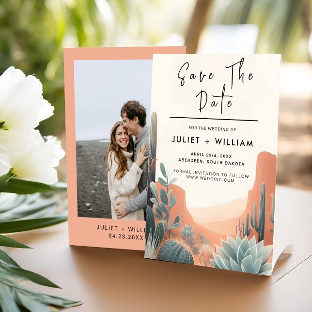 Boho Leaf Wüste Cacti Succulent Wedding Save The Date (Von Creator hochgeladen)