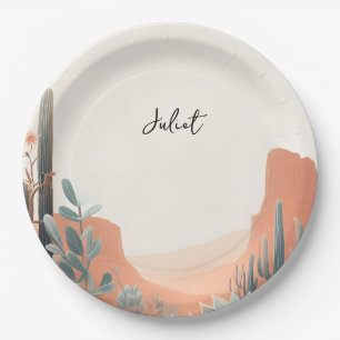 Boho Leaf Wüste Cacti Sukkulentes Brautparty Pappteller