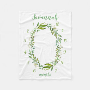 Boho Leaves Baby Name Monatlicher Meilenstein Foto Fleecedecke