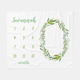 Boho Leaves Personalisierte Baby-Meilenstein-Foto Fleecedecke