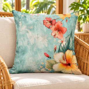 Boho-Leichter Tropischer Blütenflor Kissen