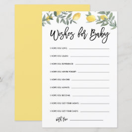 Boho Lemon Babydusche Wünsche für Babykarte